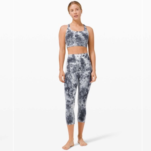 Lululemon Wunder Under Marble Dye High Rise Crop 21" Classic Navy 26693 - Picture 5 of 13